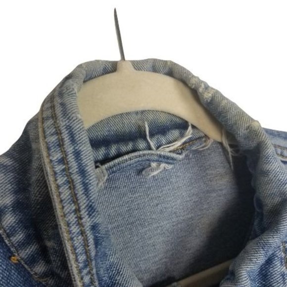 VTG 80's Womens Denim Jean Jacket Harley Davidson Patch Floral American Flag - Picture 8 of 10